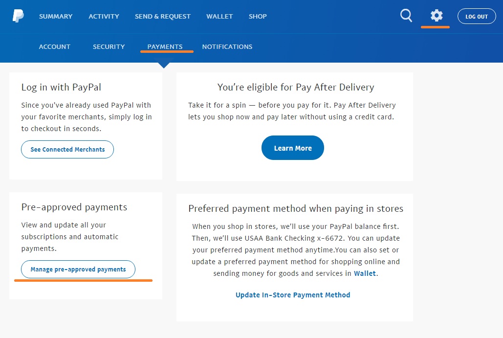 Cancel a recurring paypal payment